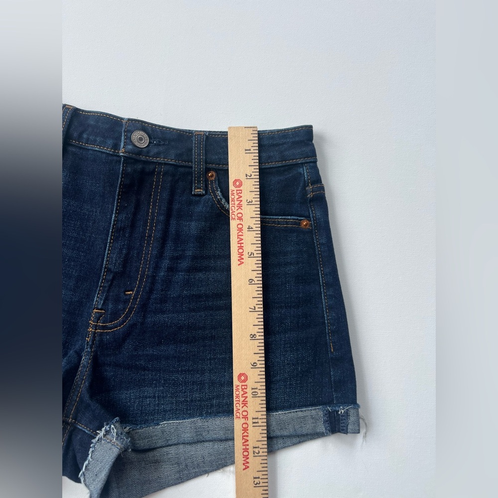 Abercrombie & Fitch High Rise  Blue Denim • Cuffed Raw Hem • Women’s Size 27/4 - Picture 9 of 11